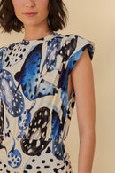 vestido midi estampado arraia poá