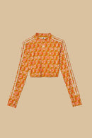 top cropped adidas manga longa logomania