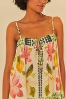 vestido curto lenço estampado floral biribá