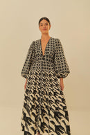 vestido longo estampado pied de tucano