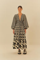 vestido longo estampado pied de tucano