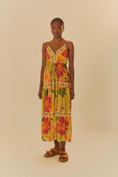vestido longo estampado arara em flor