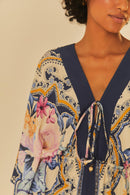vestido curto manga estampado lenço de inverno